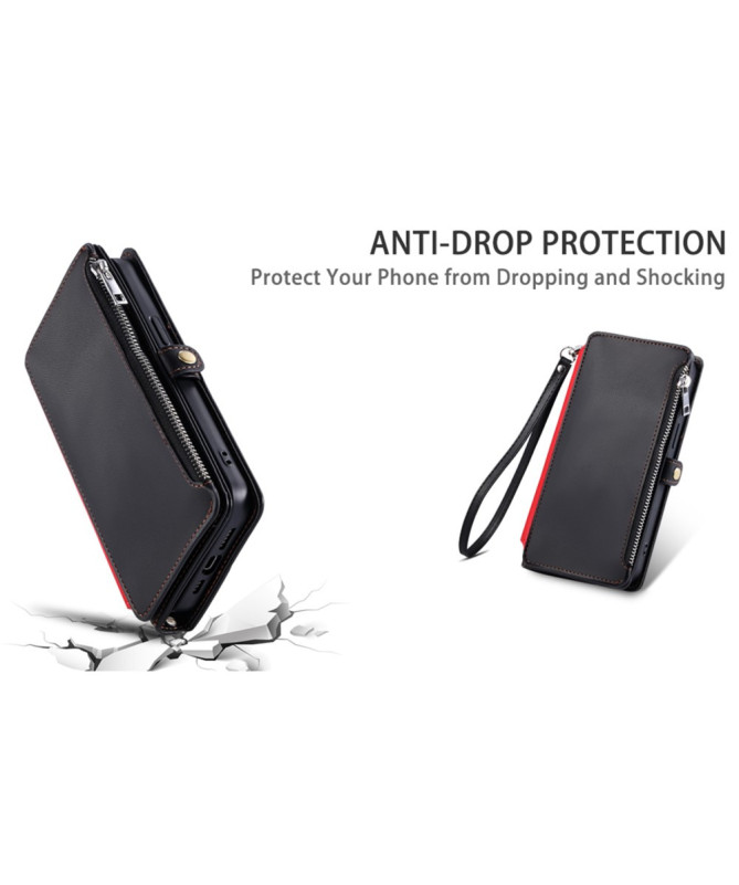 Housse Samsung Galaxy S25 Edge Portefeuille Zippé à Lanière | FLOXA