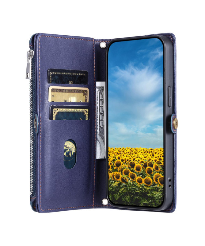 Housse Samsung Galaxy S25 Edge Portefeuille Zippé à Lanière | FLOXA