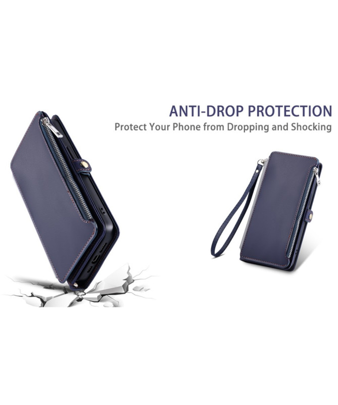 Housse Samsung Galaxy S25 Edge Portefeuille Zippé à Lanière | FLOXA