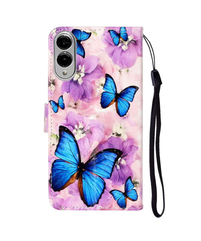Housse Samsung Galaxy S25 Edge Papillons Bleus et Fleurs