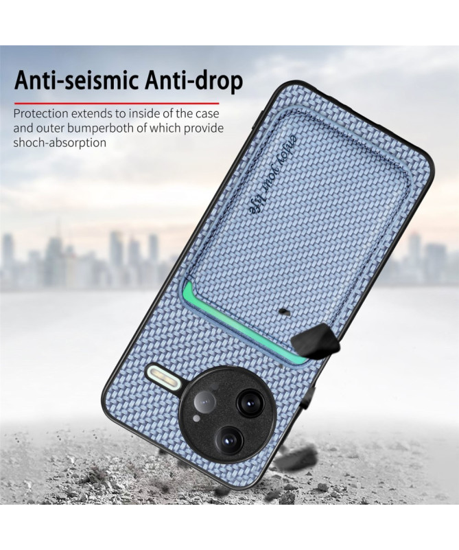 Coque Poco F7 Ultra Fibre de Carbone Porte-cartes détachable