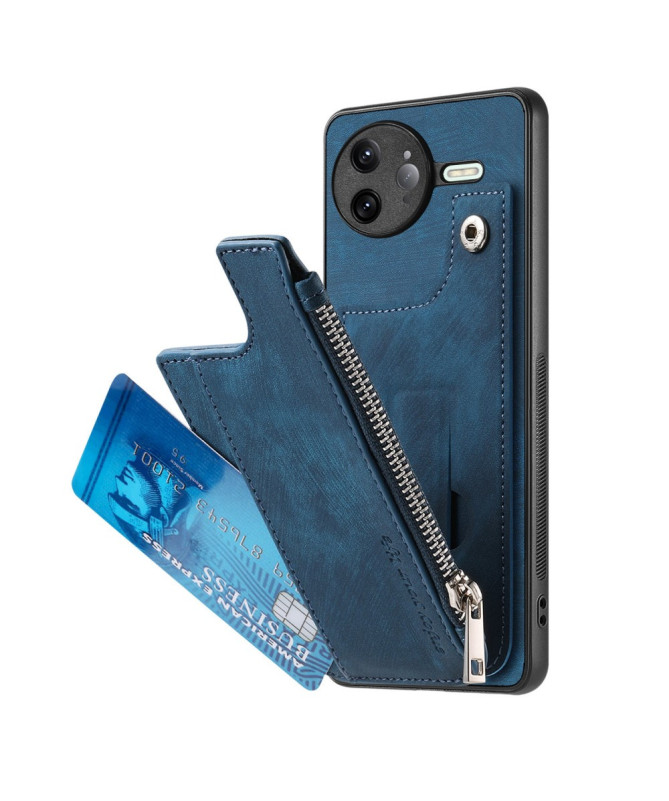 Coque Poco F7 Ultra Cuir Porte-cartes Fermeture Éclair Support