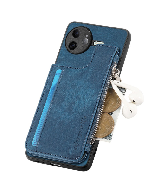 Coque Poco F7 Ultra Cuir Porte-cartes Fermeture Éclair Support