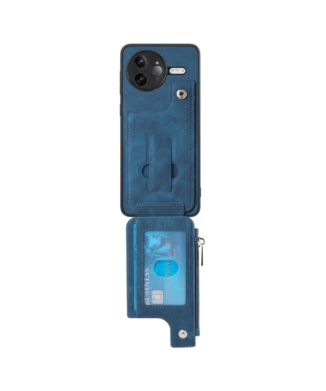 Coque Poco F7 Ultra Cuir Porte-cartes Fermeture Éclair Support