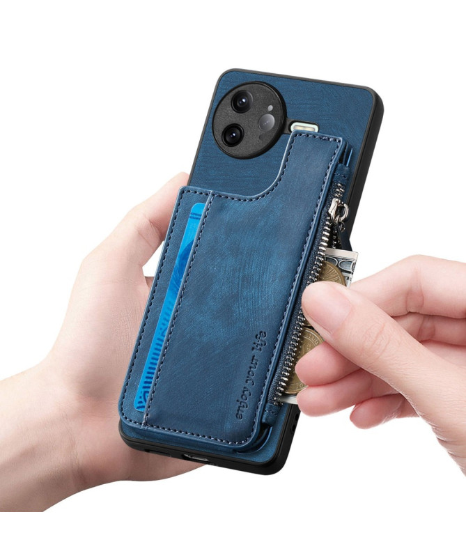 Coque Poco F7 Ultra Cuir Porte-cartes Fermeture Éclair Support