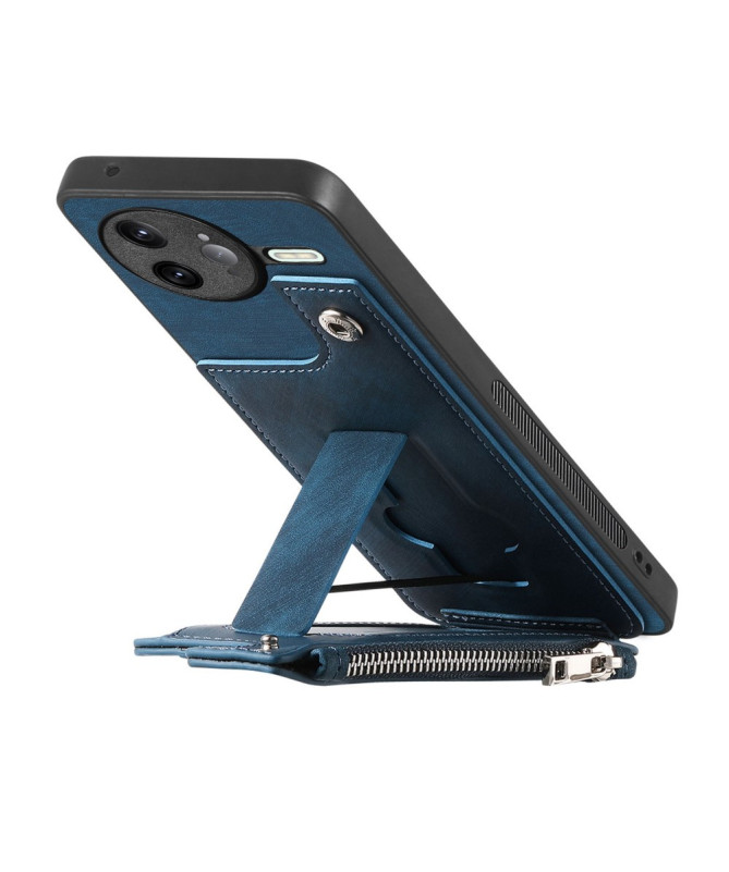 Coque Poco F7 Ultra Cuir Porte-cartes Fermeture Éclair Support