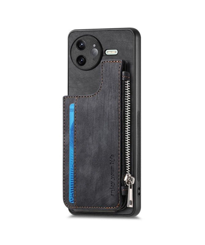 Coque Poco F7 Ultra Cuir Porte-cartes Fermeture Éclair Support