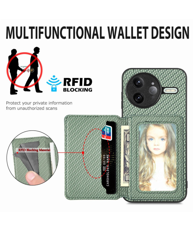 Coque Poco F7 Ultra | Portefeuille RFID Carbone