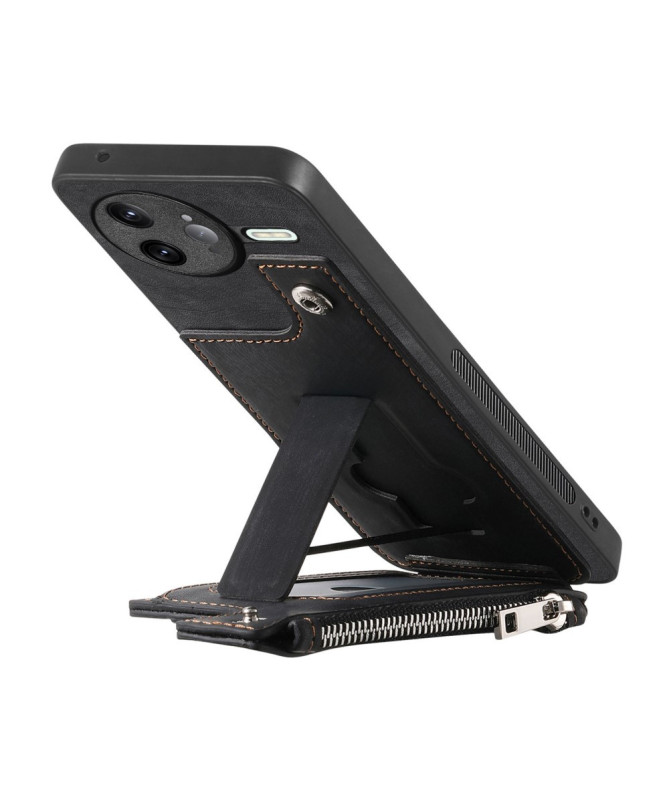 Coque Poco F7 Ultra Cuir Porte-cartes Fermeture Éclair Support