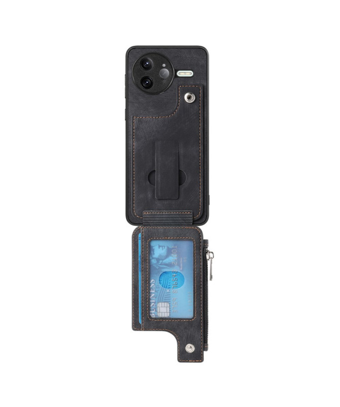 Coque Poco F7 Ultra Cuir Porte-cartes Fermeture Éclair Support