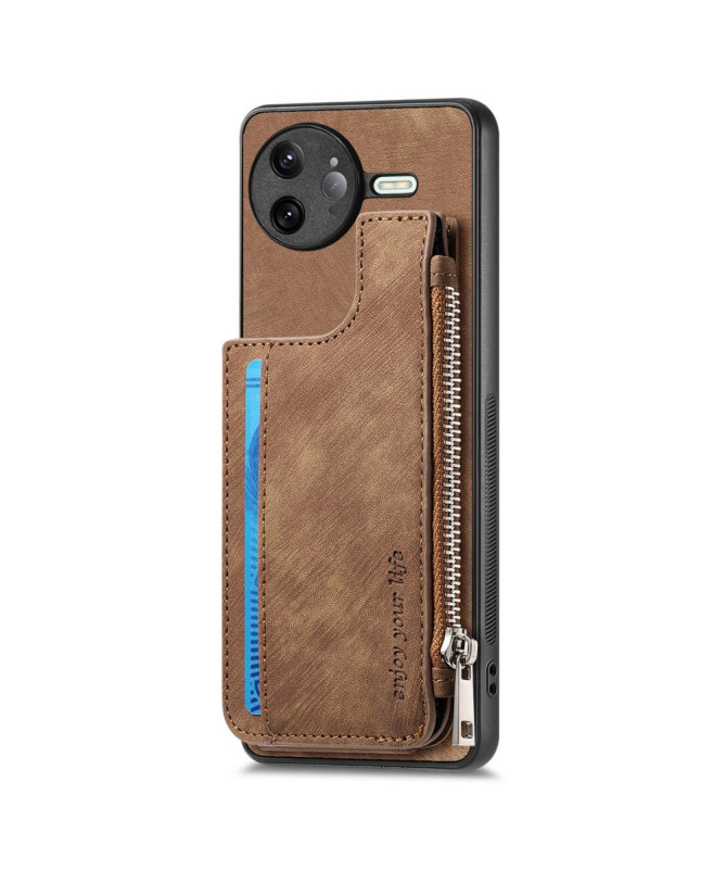 Coque Poco F7 Ultra Cuir Porte-cartes Fermeture Éclair Support