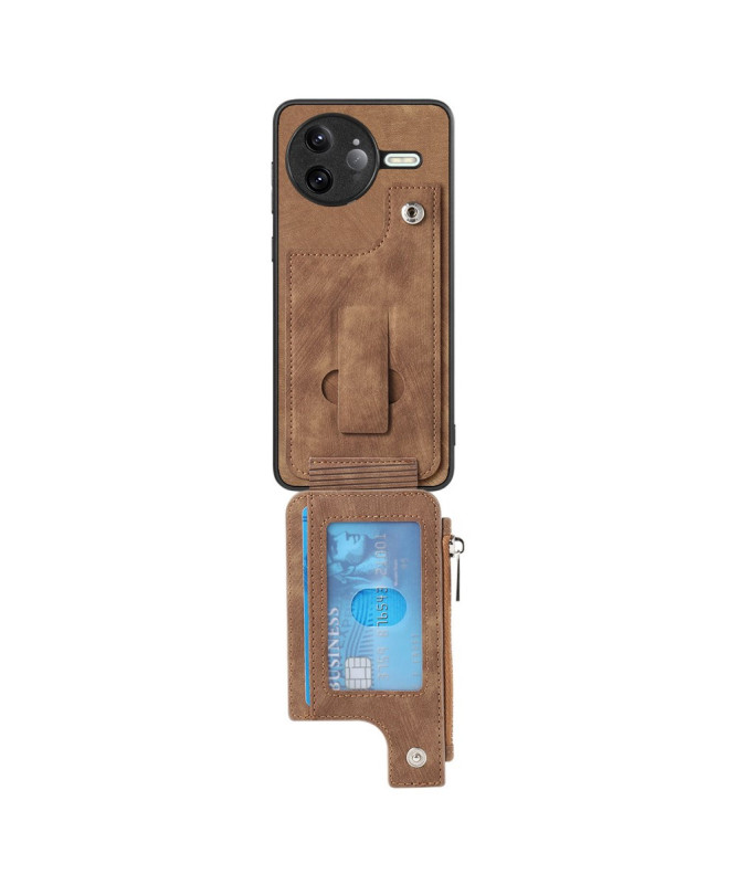 Coque Poco F7 Ultra Cuir Porte-cartes Fermeture Éclair Support