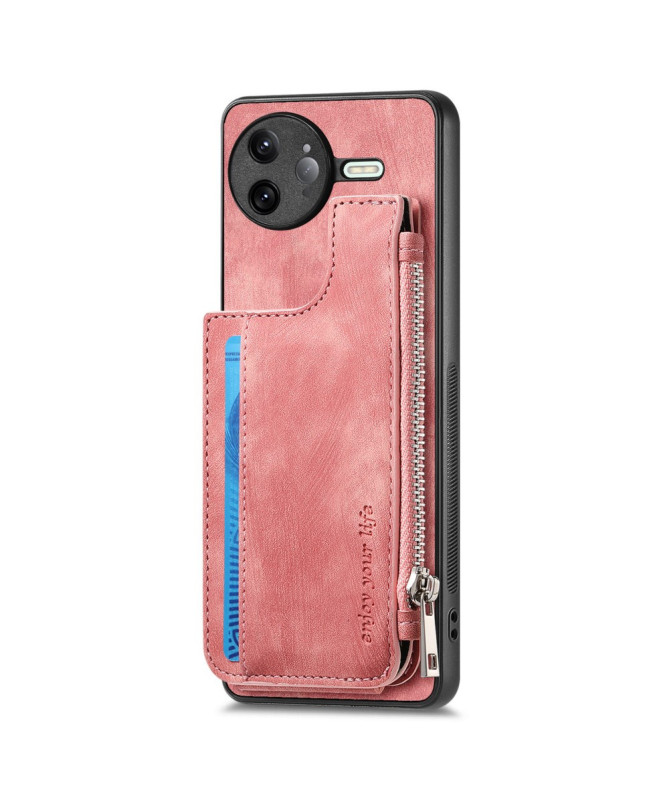 Coque Poco F7 Ultra Cuir Porte-cartes Fermeture Éclair Support