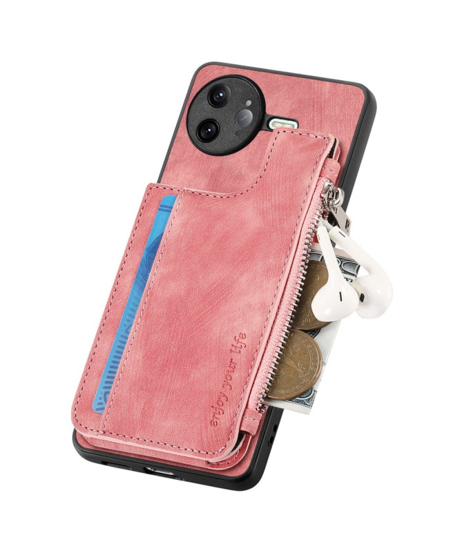 Coque Poco F7 Ultra Cuir Porte-cartes Fermeture Éclair Support