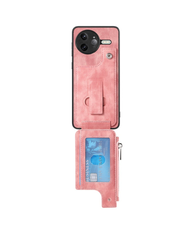 Coque Poco F7 Ultra Cuir Porte-cartes Fermeture Éclair Support