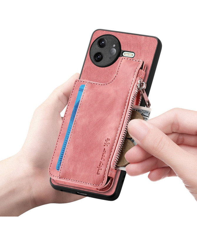 Coque Poco F7 Ultra Cuir Porte-cartes Fermeture Éclair Support