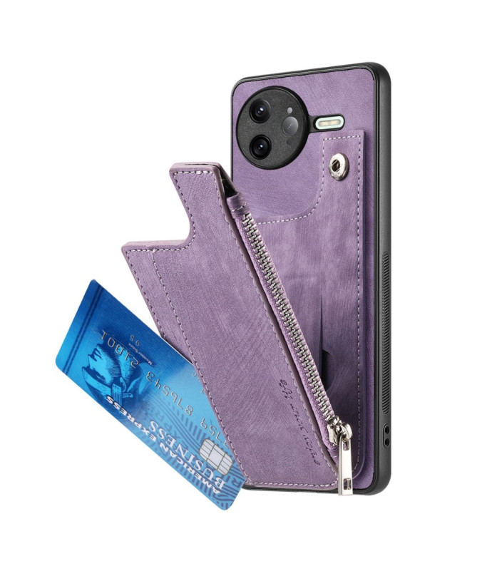 Coque Poco F7 Ultra Cuir Porte-cartes Fermeture Éclair Support