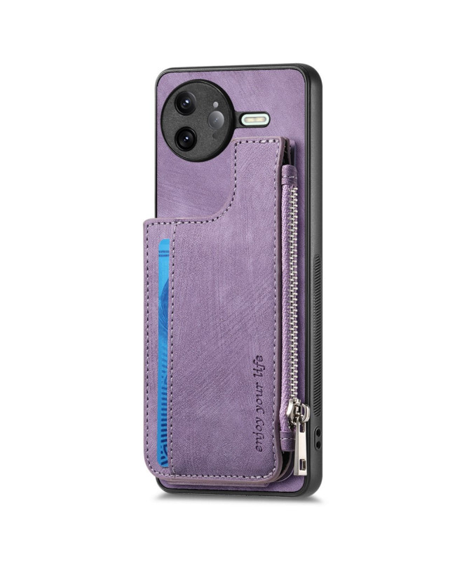 Coque Poco F7 Ultra Cuir Porte-cartes Fermeture Éclair Support