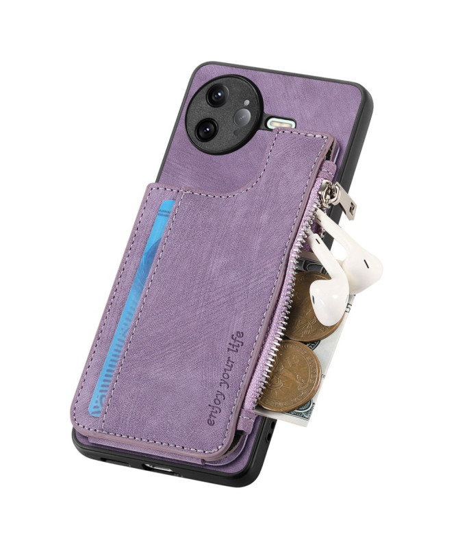 Coque Poco F7 Ultra Cuir Porte-cartes Fermeture Éclair Support