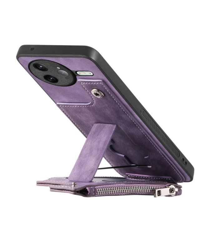 Coque Poco F7 Ultra Cuir Porte-cartes Fermeture Éclair Support
