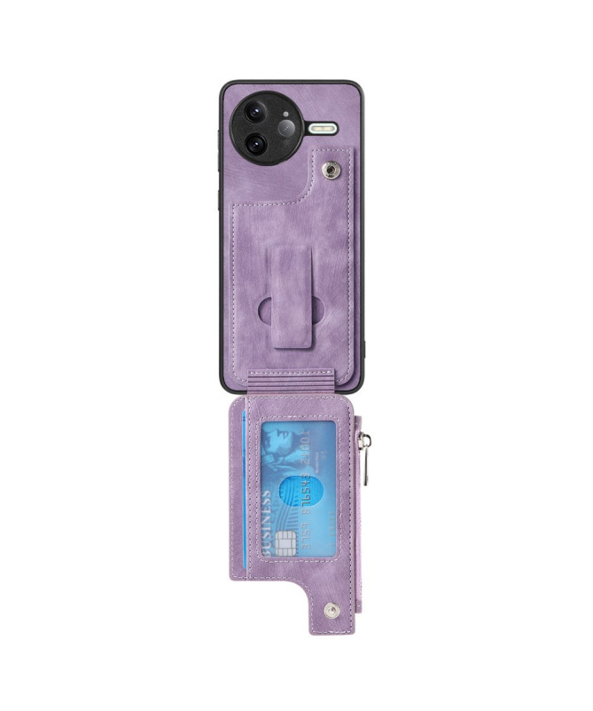Coque Poco F7 Ultra Cuir Porte-cartes Fermeture Éclair Support