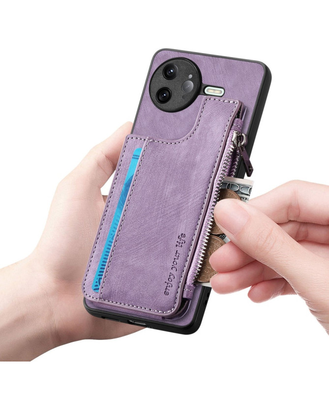 Coque Poco F7 Ultra Cuir Porte-cartes Fermeture Éclair Support