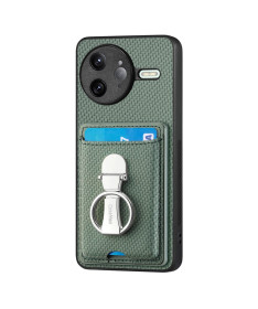 Coque Poco F7 Ultra avec Anneau et Porte-Cartes Texture Carbone