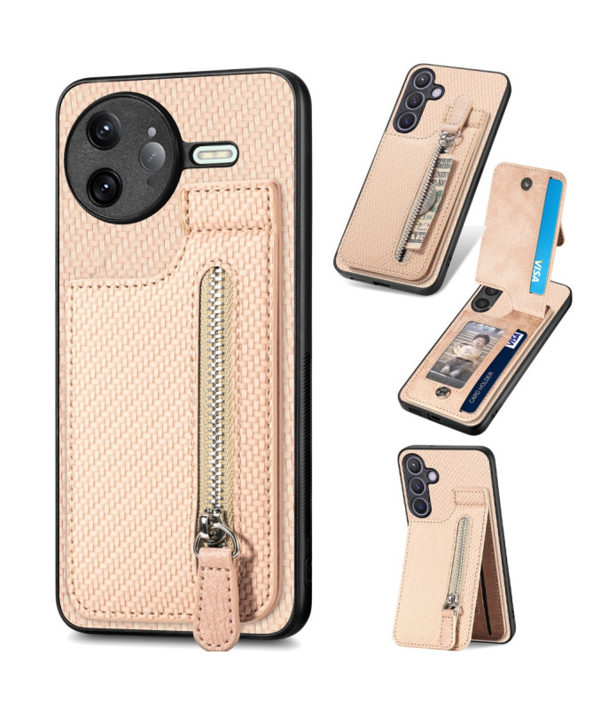 Coque Poco F7 Ultra avec Porte-Cartes Zippé et Support