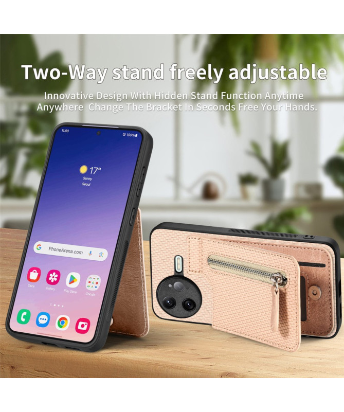 Coque Poco F7 Ultra avec Porte-Cartes Zippé et Support