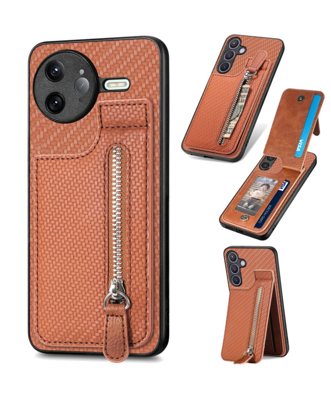 Coque Poco F7 Ultra avec Porte-Cartes Zippé et Support
