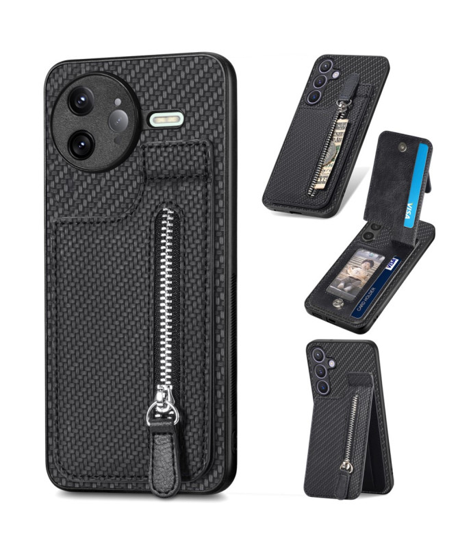Coque Poco F7 Ultra avec Porte-Cartes Zippé et Support
