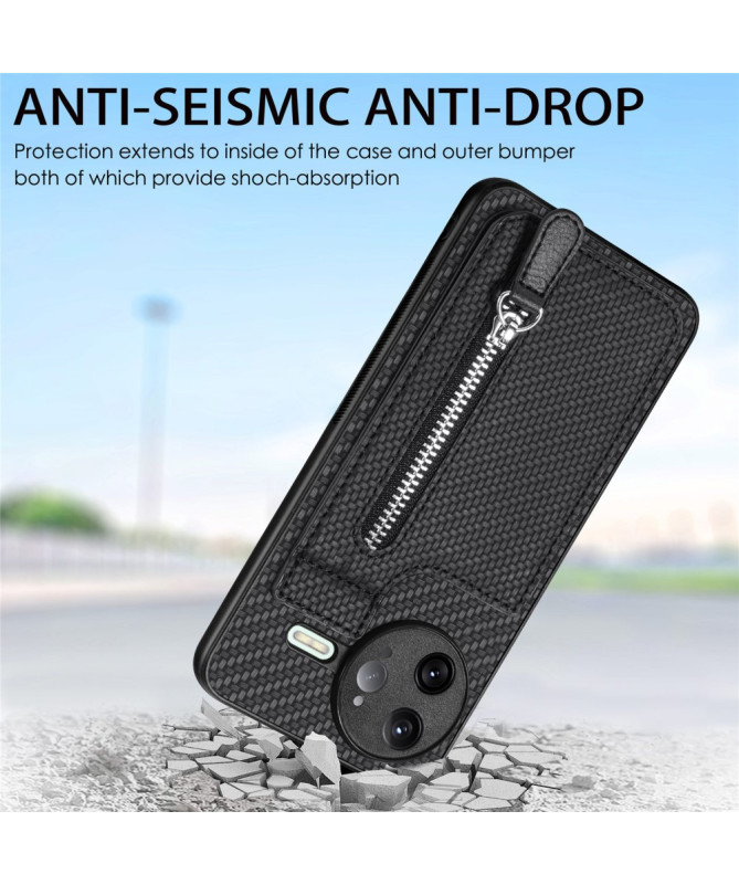 Coque Poco F7 Ultra avec Porte-Cartes Zippé et Support