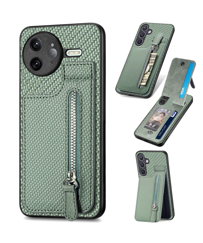 Coque Poco F7 Ultra avec Porte-Cartes Zippé et Support