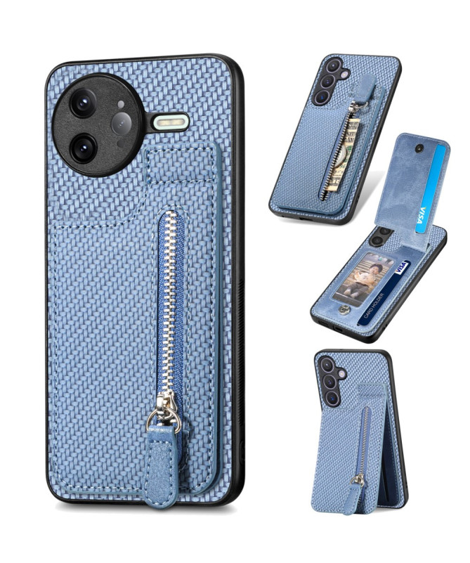 Coque Poco F7 Ultra avec Porte-Cartes Zippé et Support