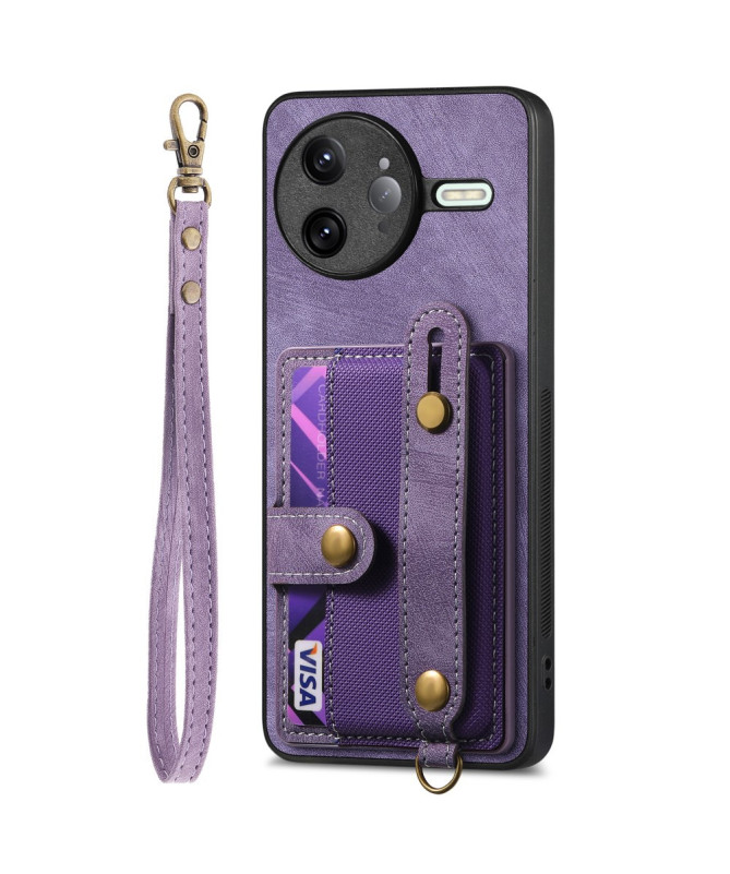 Coque Poco F7 Ultra rétro, porte-cartes et sangle support