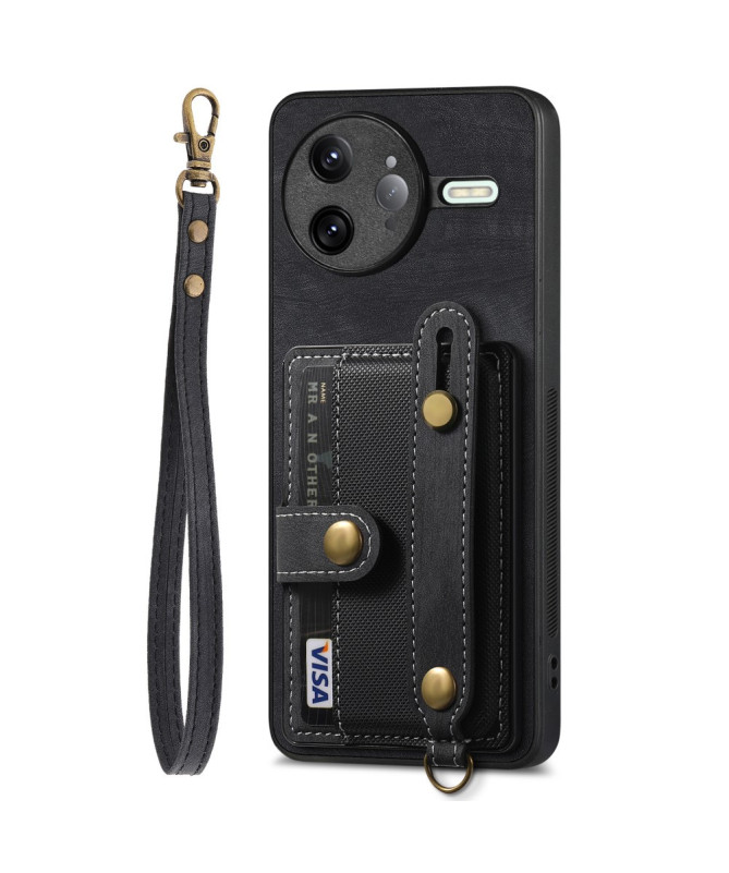 Coque Poco F7 Ultra rétro, porte-cartes et sangle support