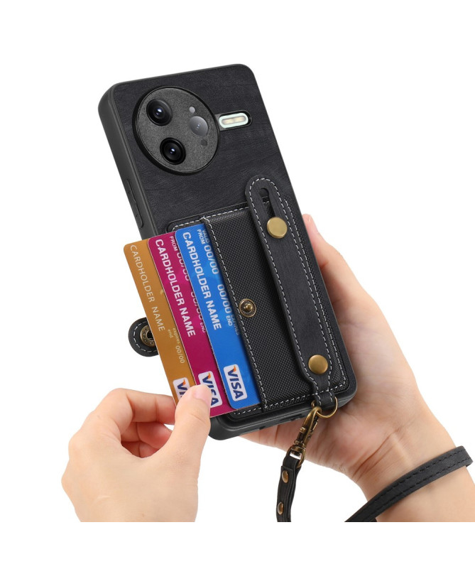 Coque Poco F7 Ultra rétro, porte-cartes et sangle support