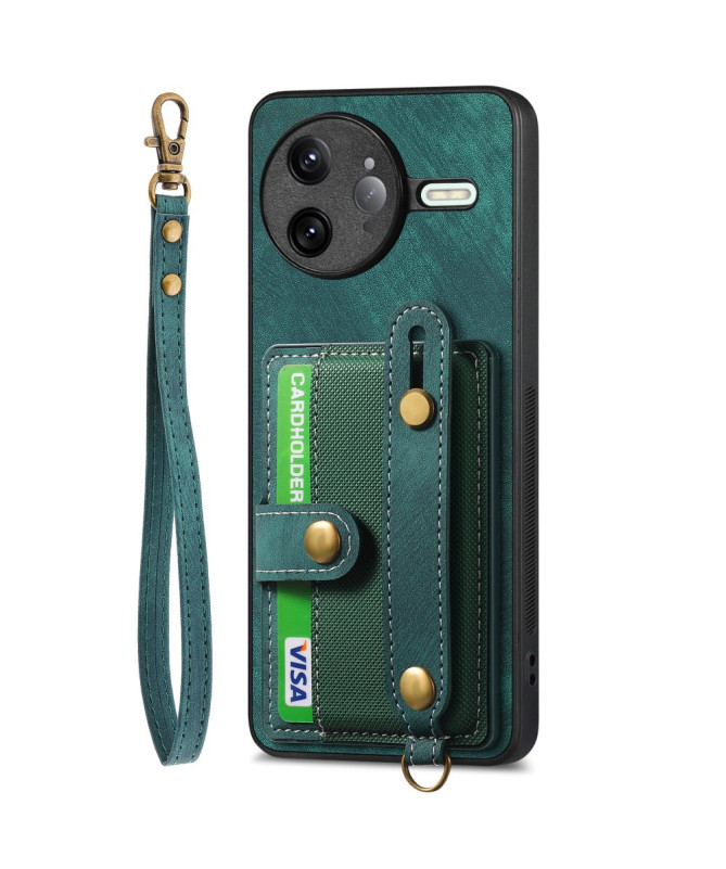 Coque Poco F7 Ultra rétro, porte-cartes et sangle support