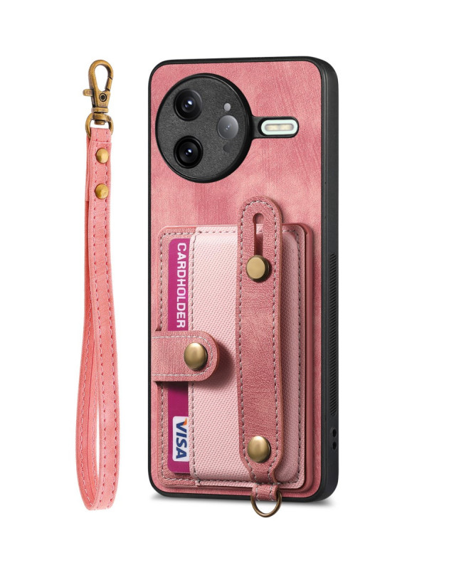 Coque Poco F7 Ultra rétro, porte-cartes et sangle support