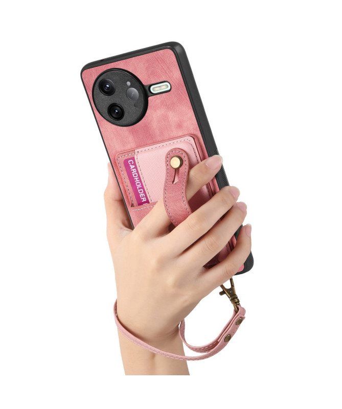 Coque Poco F7 Ultra rétro, porte-cartes et sangle support