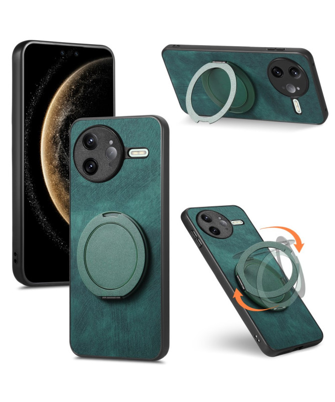 Coque Poco F7 Ultra avec Support Rotatif Cuir Rétro