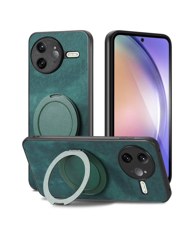 Coque Poco F7 Ultra avec Support Rotatif Cuir Rétro