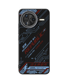 Coque Poco F7 Ultra Design Circuit Bleu et Rouge