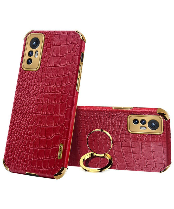 Coque Xiaomi 12 Lite Effet Croco avec Anneau