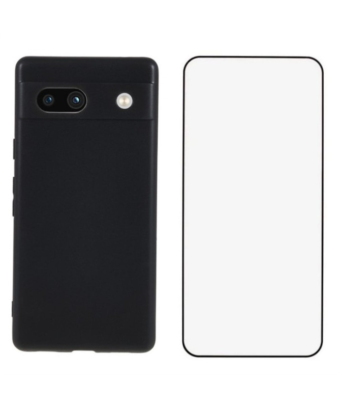 Google Pixel 7a | Coque Noire Mat avec Verre Trempé
