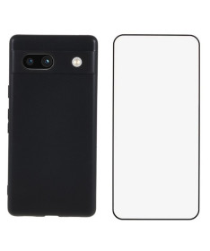 Google Pixel 7a | Coque Noire Mat avec Verre Trempé