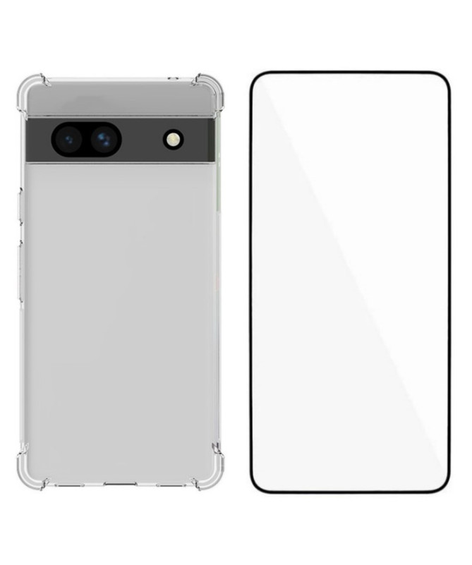Pack Google Pixel 7a Coque Transparente + Verre Trempé