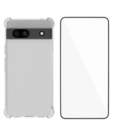 Pack Google Pixel 7a Coque Transparente + Verre Trempé