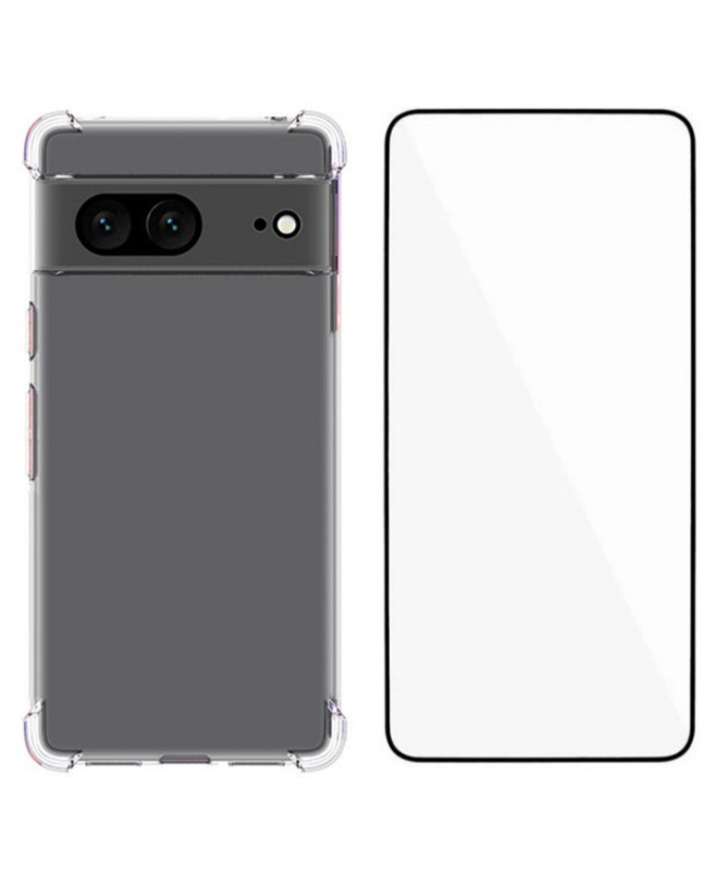 Pack Google Pixel 7 Coque Transparente + Verre Trempé