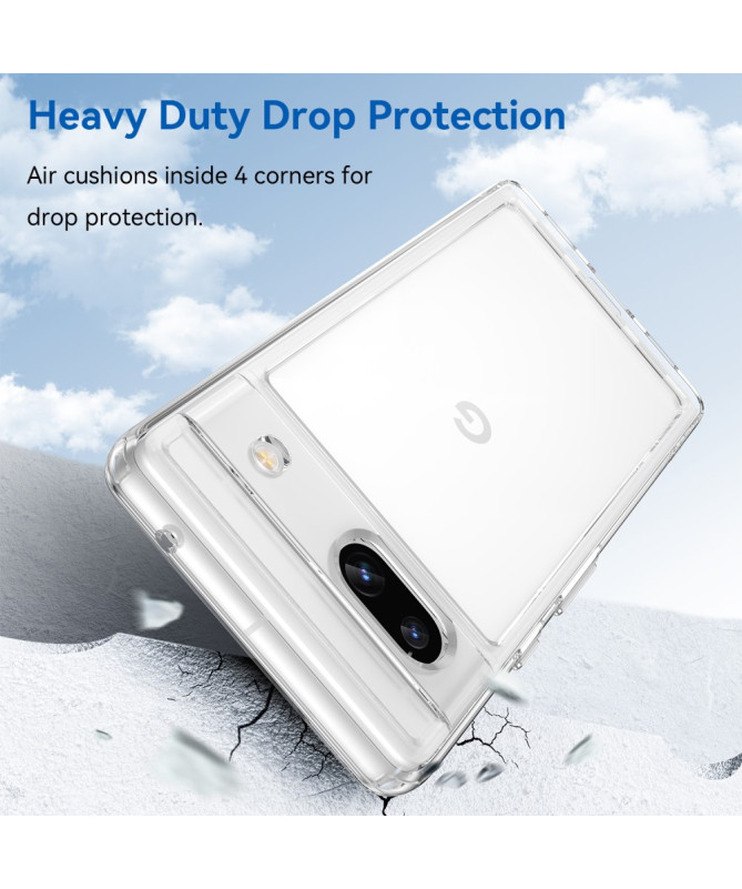 Coque transparente Google Pixel 7a avec protection d'écran en verre tr